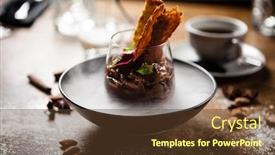  Presentation with biscuit coffee - Amazing slide set having chocolate-mousse-with-coffee-liquor backdrop and a tawny brown colored foreground