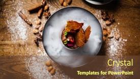  Presentation with biscuit coffee - PPT theme with chocolate-mousse-with-coffee-liquor background and a tawny brown colored foreground