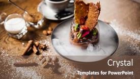  Presentation with biscuit coffee - Presentation theme with chocolate-mousse-with-coffee-liquor background and a tawny brown colored foreground