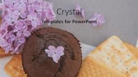  Presentation with muffin - Presentation theme consisting of chocolate-muffin-and-assorted-sweet background and a light gray colored foreground