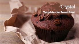  Presentation with coffee chocolate - Colorful slide deck enhanced with chocolate muffin and coffee grains backdrop and a tawny brown colored foreground