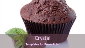  Presentation with muffin - Amazing slide set having chocolate muffin isolated on white backdrop and a tawny brown colored foreground