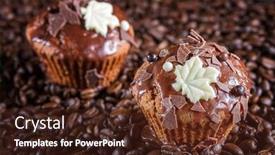  Presentation with coffee chocolate - Cool new PPT theme with chocolate muffin with chocolate and coffee beans backdrop and a tawny brown colored foreground