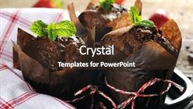  Presentation with muffin - Colorful slide deck enhanced with chocolate muffin with mint leaves on a wooden table backdrop and a tawny brown colored foreground