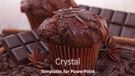  Presentation with muffin - Slide set consisting of cake brownies coffee sweet - chocolate muffin background and a wine colored foreground