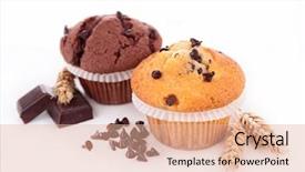  Presentation with muffin - Beautiful presentation design featuring chocolate muffin backdrop and a coral colored foreground