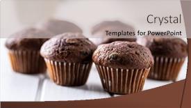  Presentation with muffins - Colorful slide set enhanced with chocolate-muffins-sweet-dark-cupcakes backdrop and a light gray colored foreground