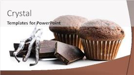  Presentation with muffins - Colorful slide set enhanced with chocolate-muffins-with-chocolate-bars backdrop and a white colored foreground