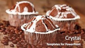 Presentation with coffee chocolate - Cool new PPT layouts with chocolate muffins with coffee backdrop and a  colored foreground