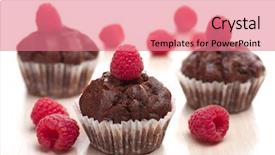  Presentation with muffins - Slides enhanced with chocolate muffins with raspberry background and a coral colored foreground