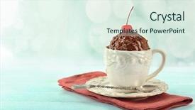  Presentation with dessert waffle ice cream and cake - Beautiful PPT layouts featuring chocolate mug cake with cream backdrop and a sky blue colored foreground