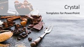  Presentation with coffee chocolate - PPT layouts with chocolate nuts spices background and a sky blue colored foreground