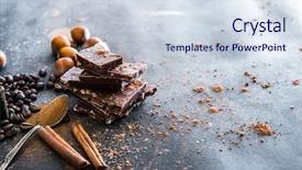  Presentation with chocolate nuts - Presentation design consisting of chocolate nuts spices background and a sky blue colored foreground