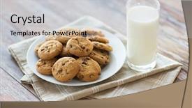  Presentation with baking cookies - Theme having chocolate oatmeal cookies and milk background and a light gray colored foreground