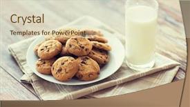  Presentation with baking cookies - Amazing slide deck having chocolate oatmeal cookies and milk backdrop and a soft green colored foreground
