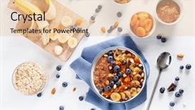  Presentation with chocolate nuts - Theme featuring chocolate oatmeal porridge with blueberry background and a lemonade colored foreground