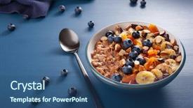  Presentation with apricot - Beautiful slide set featuring chocolate oatmeal porridge with blueberry backdrop and a ocean colored foreground
