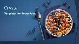  Presentation with chocolate nuts - PPT theme enhanced with chocolate-oatmeal-porridge-with-blueberry background and a ocean colored foreground