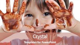  Presentation with chocolate - Colorful PPT layouts enhanced with chocolate on face and hands backdrop and a coral colored foreground
