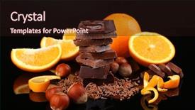  Presentation with hazelnuts - Beautiful PPT layouts featuring chocolate orange and hazelnuts on black background backdrop and a wine colored foreground