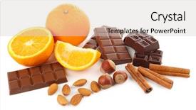 Presentation with chocolate nuts - PPT theme featuring chocolate-orange-and-nuts-isolated background and a light gray colored foreground