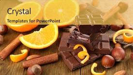  Presentation with chocolate nuts - PPT theme having chocolate orange and nuts background and a yellow colored foreground