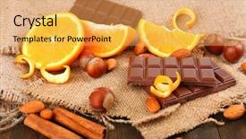  Presentation with chocolate nuts - Slide deck having chocolate orange and nuts background and a yellow colored foreground