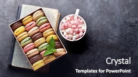  Presentation with cup cake - Audience pleasing slide deck consisting of chocolate orange marble cake - colorful macaroons in a gift backdrop and a wine colored foreground