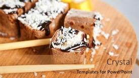  Presentation with condensed milk - Slides featuring chocolate-pancake-with-kiwi-coconut background and a gold colored foreground