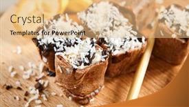  Presentation with condensed milk - Cool new PPT layouts with chocolate-pancake-with-kiwi-coconut backdrop and a lemonade colored foreground