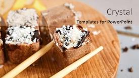  Presentation with condensed milk - PPT theme enhanced with chocolate-pancake-with-kiwi-coconut background and a coral colored foreground