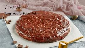  Presentation with chocolate dessert - Theme featuring chocolate-pie-with-cottage background and a red colored foreground