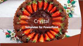  Presentation with sweets - Beautiful slide deck featuring chocolate-pie-with-strawberries backdrop and a tawny brown colored foreground