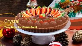  Presentation with christmas chocolate - Colorful slide set enhanced with chocolate-pie-with-strawberries backdrop and a tawny brown colored foreground