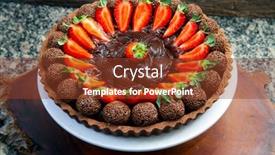  Presentation with sweets - Audience pleasing PPT theme consisting of chocolate-pie-with-strawberries backdrop and a tawny brown colored foreground