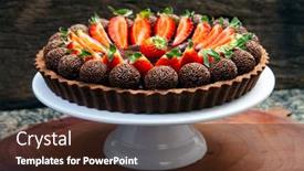  Presentation with sweets - Theme enhanced with chocolate-pie-with-strawberries background and a tawny brown colored foreground