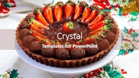  Presentation with coffee and sweet chocolate brownies - Slide deck consisting of chocolate-pie-with-strawberries background and a tawny brown colored foreground