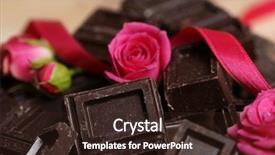  Presentation with bar pieces dark chocolate - Amazing slide deck having chocolate pieces and roses close backdrop and a  colored foreground