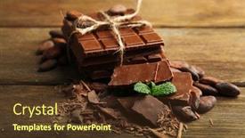  Presentation with cocoa beans - Presentation with chocolate pieces shavings and cocoa beans on color wooden background background and a tawny brown colored foreground