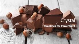 Presentation with chocolate nuts - Audience pleasing slide deck consisting of chocolate pieces with nuts on wooden background backdrop and a tawny brown colored foreground