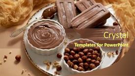  Presentation with white chocolate - PPT theme having chocolate-popsicles-with-hazelnuts-served background and a tawny brown colored foreground