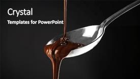  Presentation with spoon - Audience pleasing presentation theme consisting of chocolate poured on a spoon backdrop and a black colored foreground