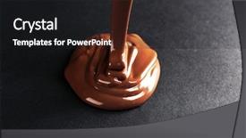  Presentation with coffee chocolate - PPT theme consisting of chocolate poured on dark surface background and a black colored foreground