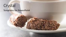  Presentation with chocolate cup cakes - Cool new PPT theme with chocolate pralines and coffee cup backdrop and a soft green colored foreground