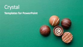  Presentation with green chalkboard - Slide set consisting of chocolate pralines on a green background and a teal colored foreground