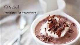  Presentation with pudding - Slides having chocolate pudding with whipped cream and chocolate background and a light gray colored foreground