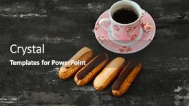  Presentation with eat - Presentation theme with chocolate puffs eclair ready background and a dark gray colored foreground