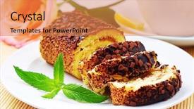  Presentation with chocolate dessert - Colorful theme enhanced with chocolate roll a wonderful dessert backdrop and a gold colored foreground