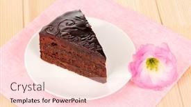  Presentation with chocolate - Slide set having chocolate-sacher-cake-on-wooden background and a lemonade colored foreground