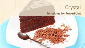  Presentation with chocolate - Audience pleasing slide set consisting of chocolate-sacher-cake-on-wooden backdrop and a cream colored foreground